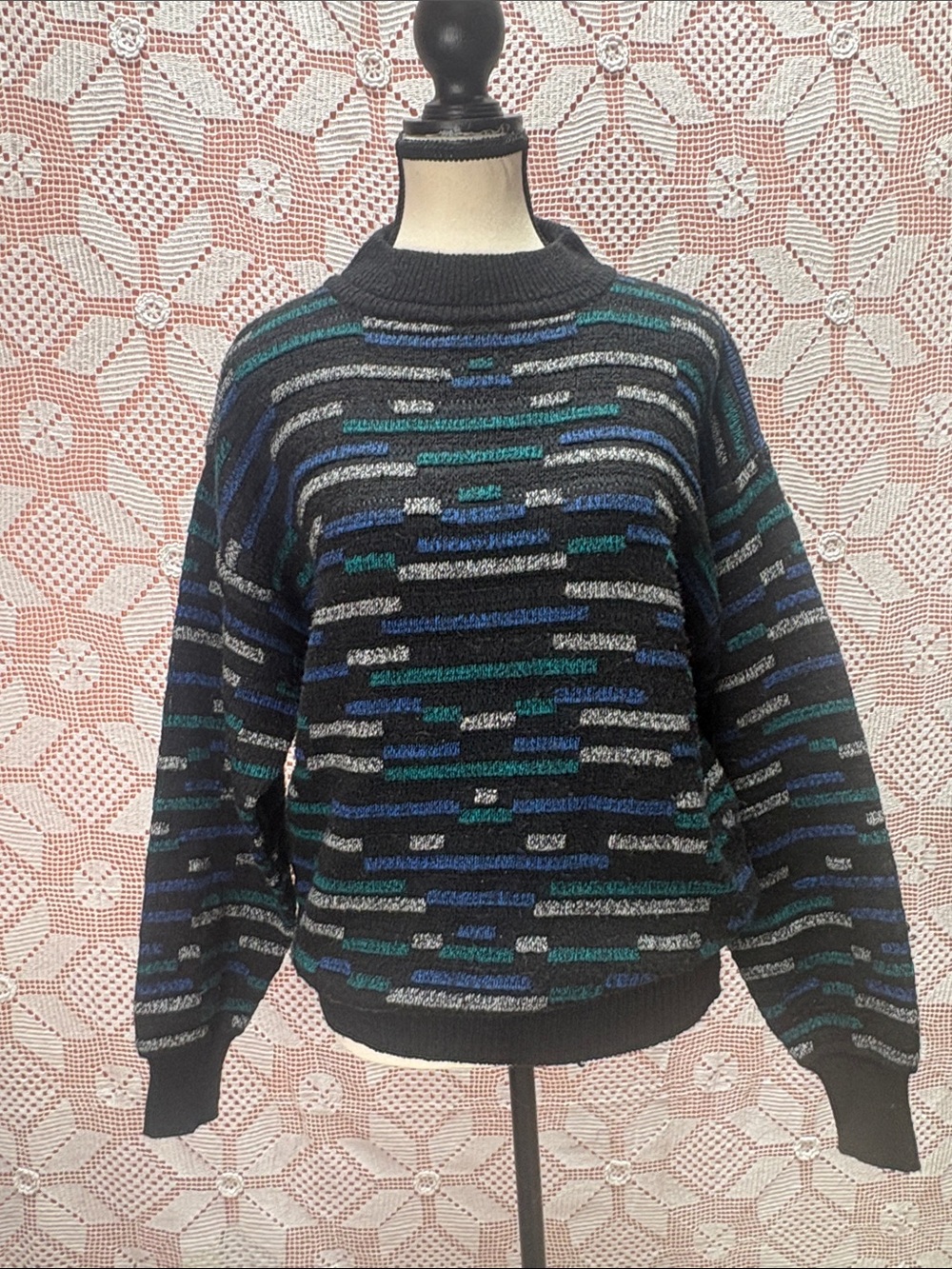 Vintage 80s Nino Foriero Randy River Abstract Knit weed Sweater